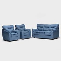 Juego de Living Almore Belén Sofá 3 Cuerpos + Dos Sillones 1 Cuerpo Azul