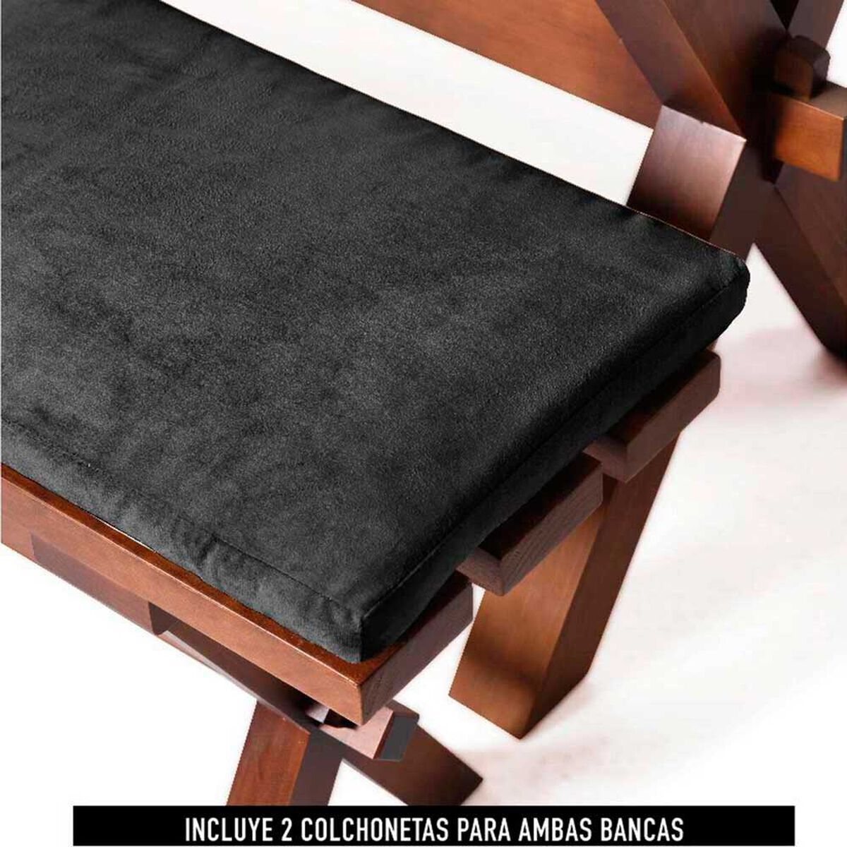 Juego de Comedor Latam Home Sevilla Salamanca 2 Sillas + 2 Bancas Velvet Negro