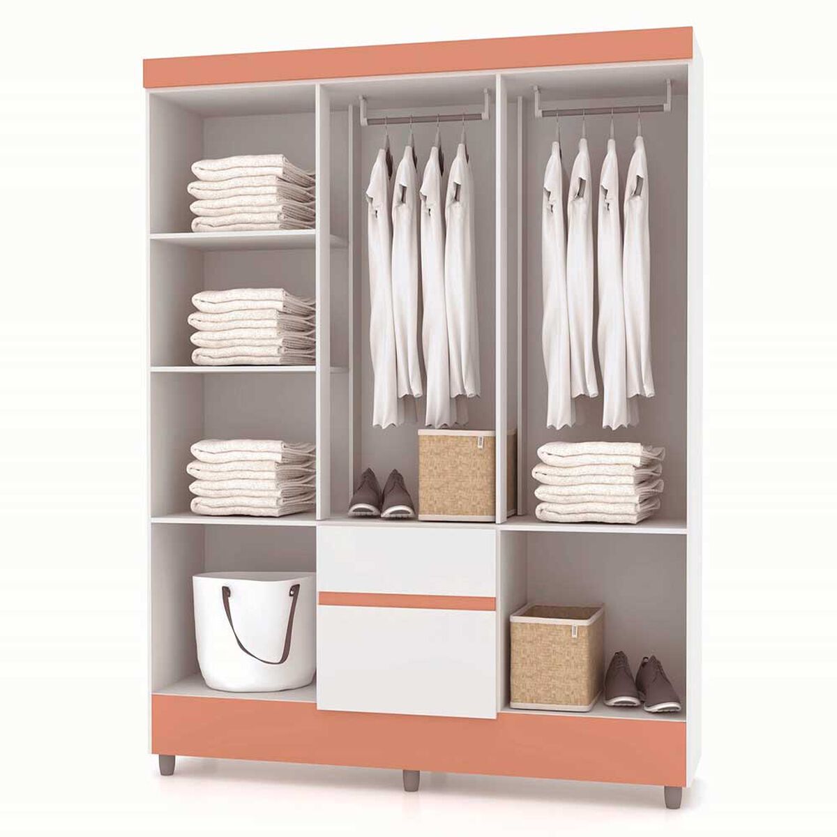 Clóset Kea Ideal 6 Puertas 2 Cajones Blanco y Rosa