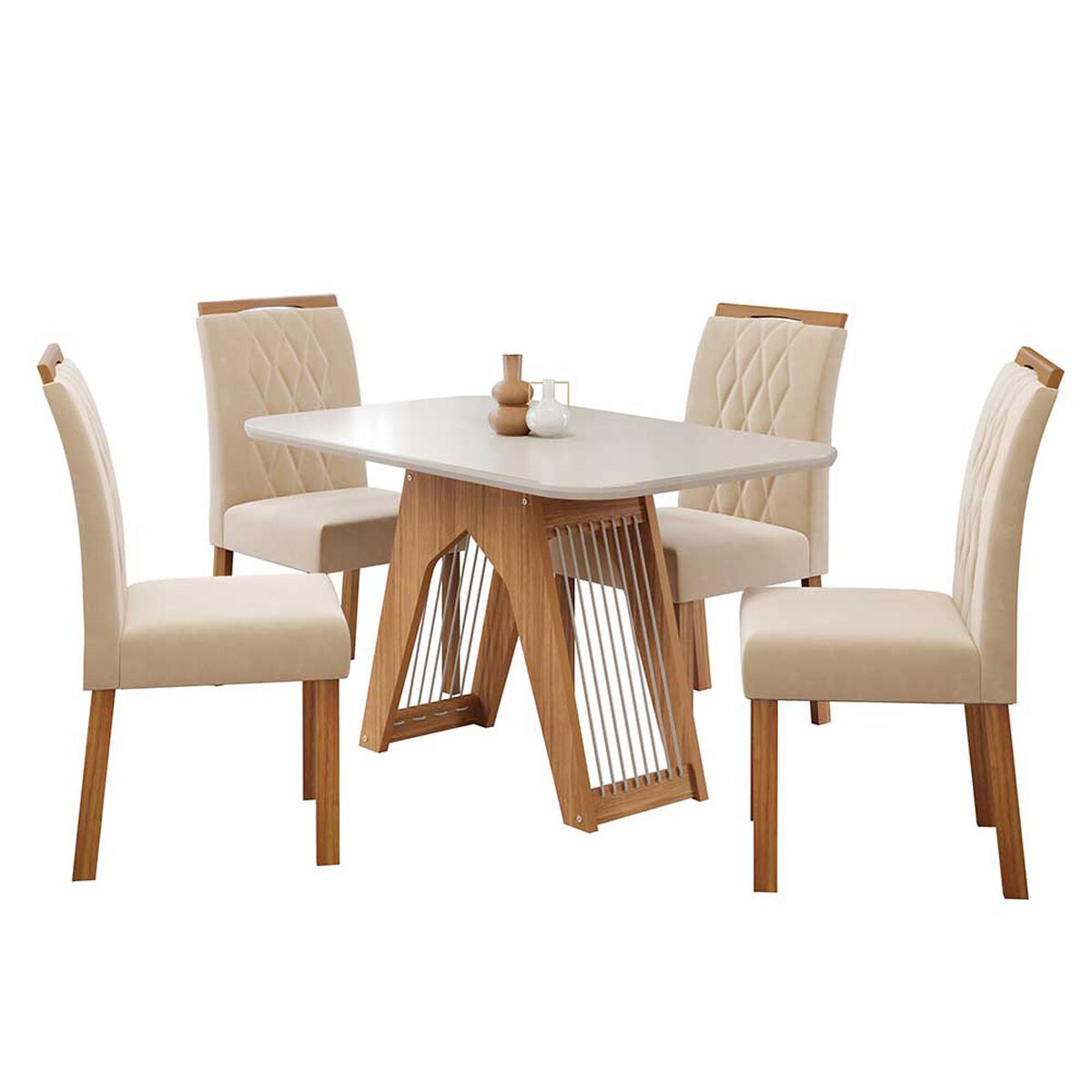 Juego de Comedor Decocasa Carol 4 Sillas Off White