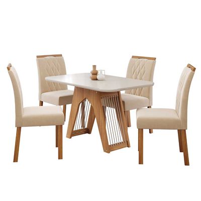 Juego de Comedor Decocasa Carol 4 Sillas Off White