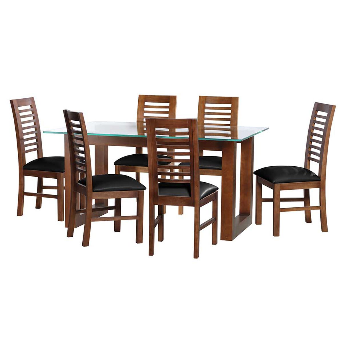 Juego de Comedor Latam Home Pamplona Cadiz 6 Sillas Cuero Caf&eacute; Moro