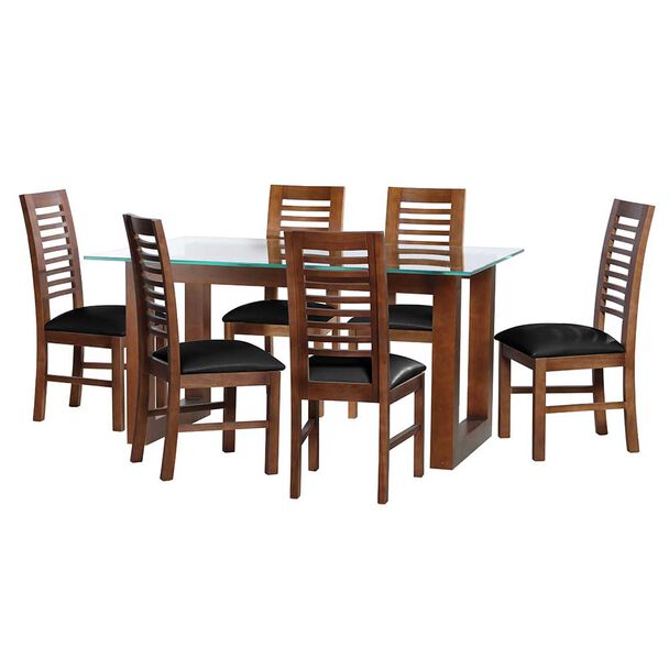 Juego de Comedor Latam Home Pamplona Cadiz 6 Sillas Cuero Café Moro