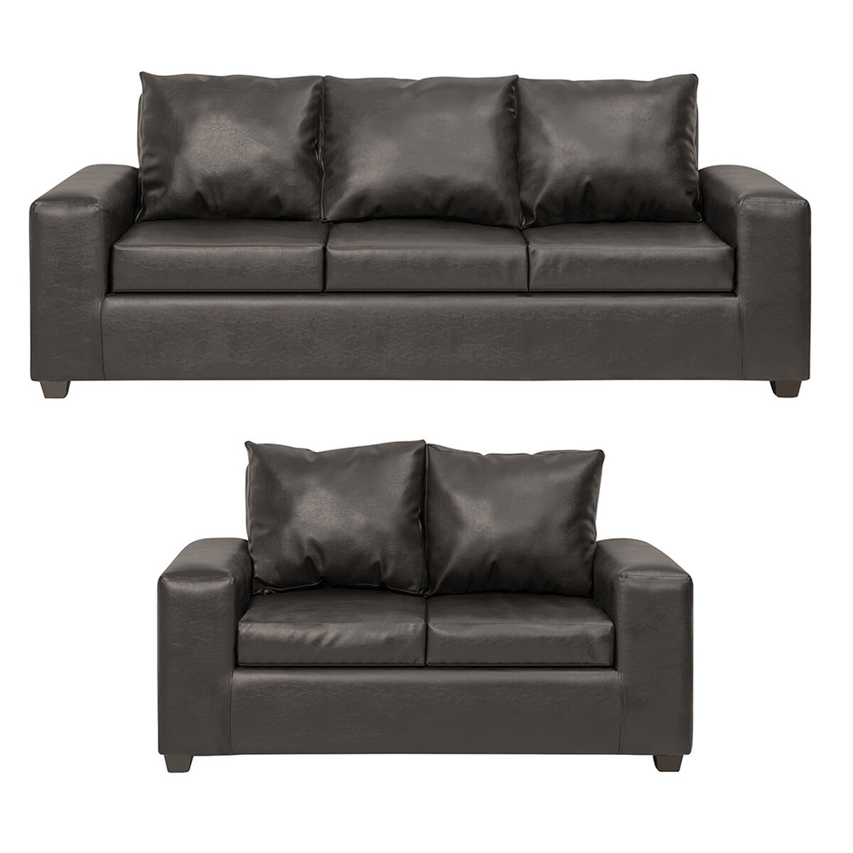 Juego de Living Innovamuebles Kahlo Sofá 3 Cuerpos + Sofá 2 Cuerpos Café Oscuro