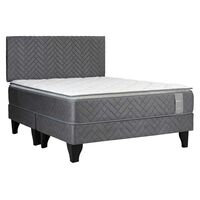 Cama Europea Celta Base Dividida King Carbono + Respaldo Acolchado