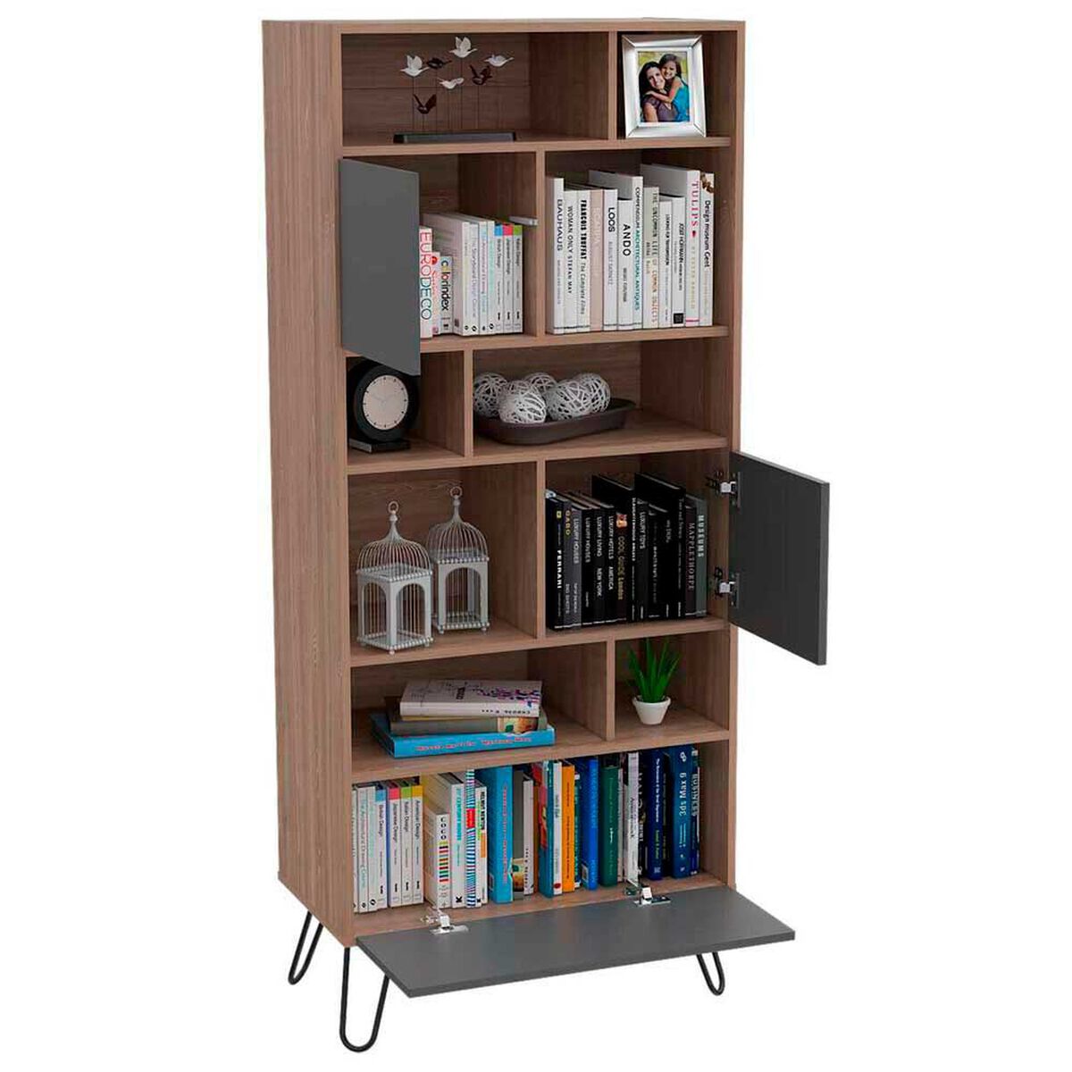 Rack TV Hasta 55" + Biblioteca TuHome Vassel