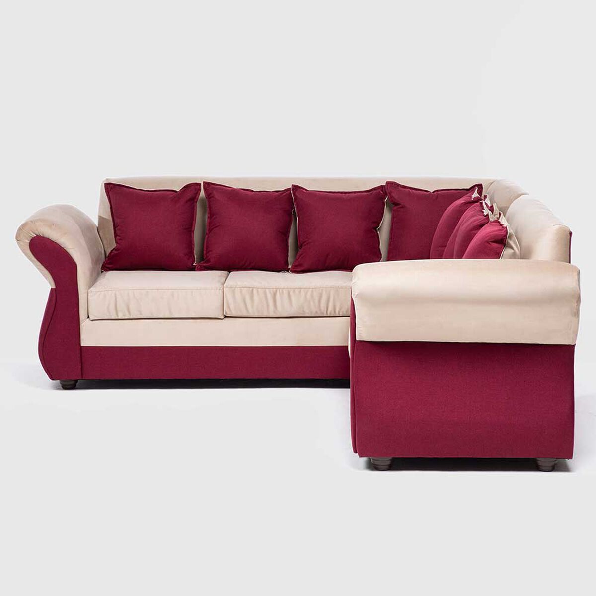 Sofá Seccional Almore New Irlanda 5 Cuerpos Beige Rojo