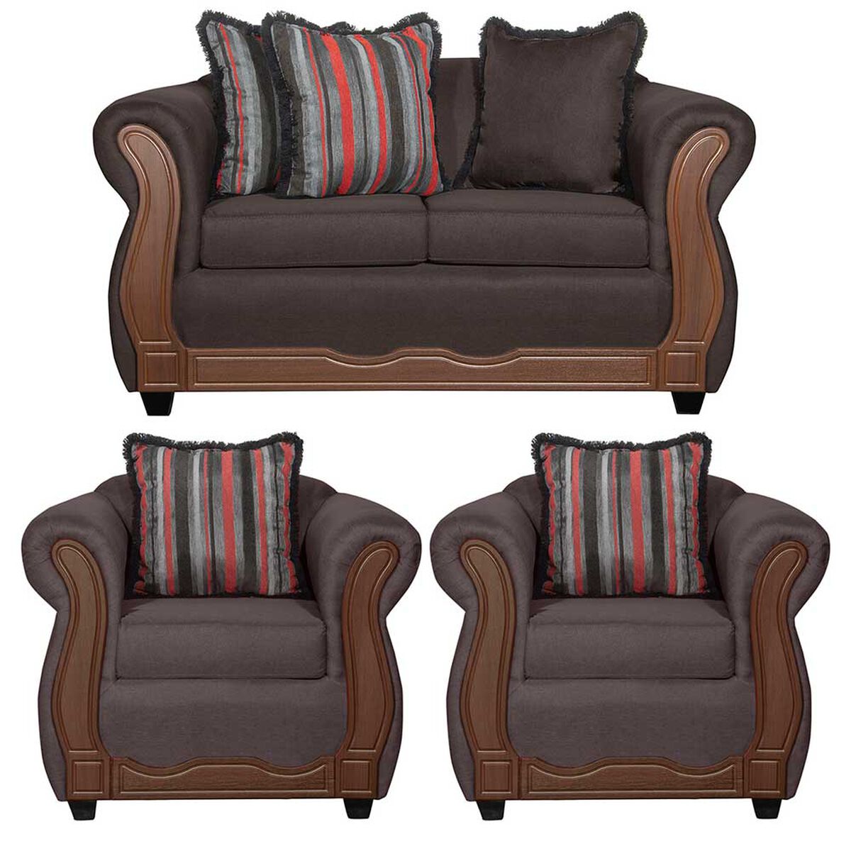 Juego de Living Black Factory Sofia 4 Cuerpos Caf&eacute;