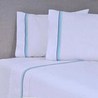 Sábana Mashini 144 Hilos King Bordada Line Azul