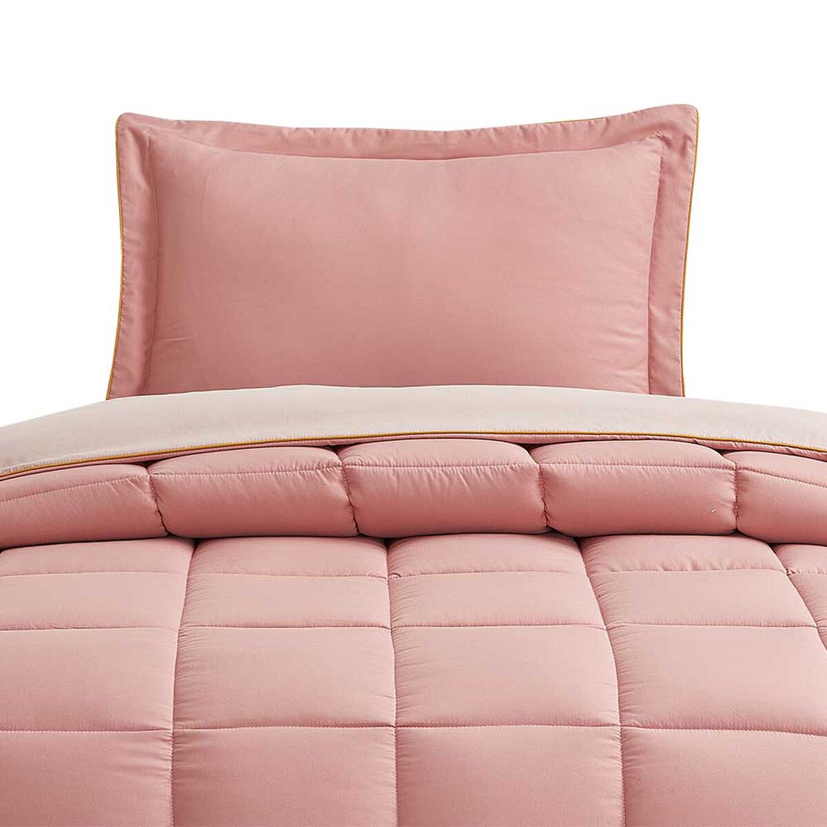 Plumón Liso Casa Linda 1,5 Plazas Bicolor Rosado