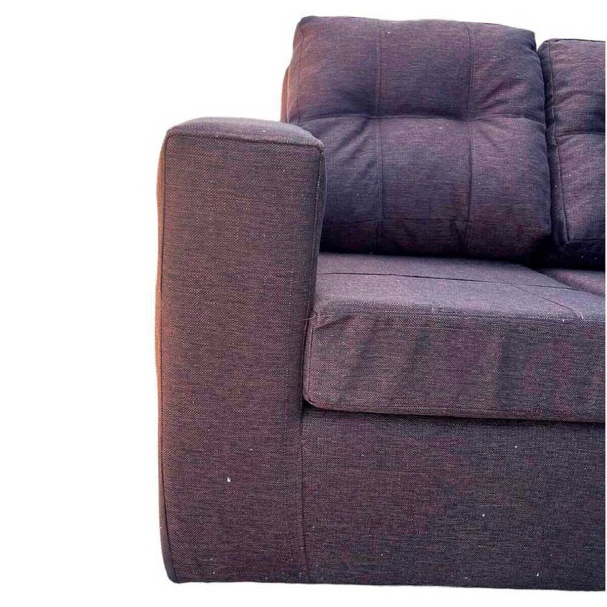 Juego de Living Kea Nize Sof&aacute; 3 Cuerpos + Dos Pouf Tela  Caf&eacute;