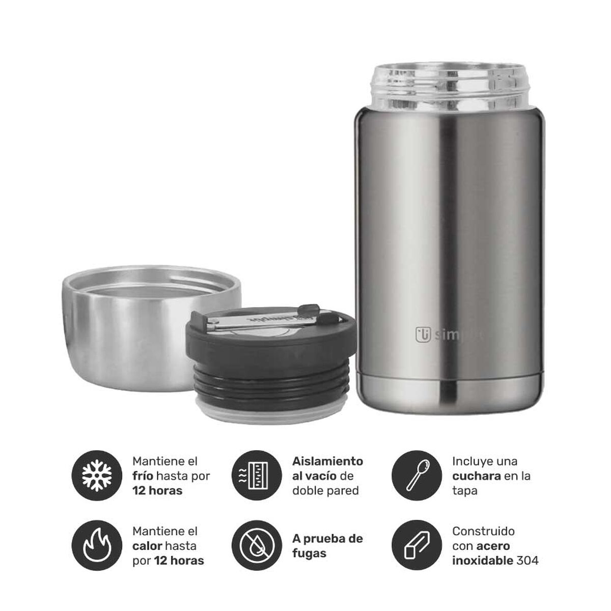 Termo de Comida Simplit Acero Inox 750 ml Gris