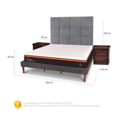 Imagen 2 del producto Cama Europea Curve CIC King Bee Comfort + Respaldo + 2 Veladores