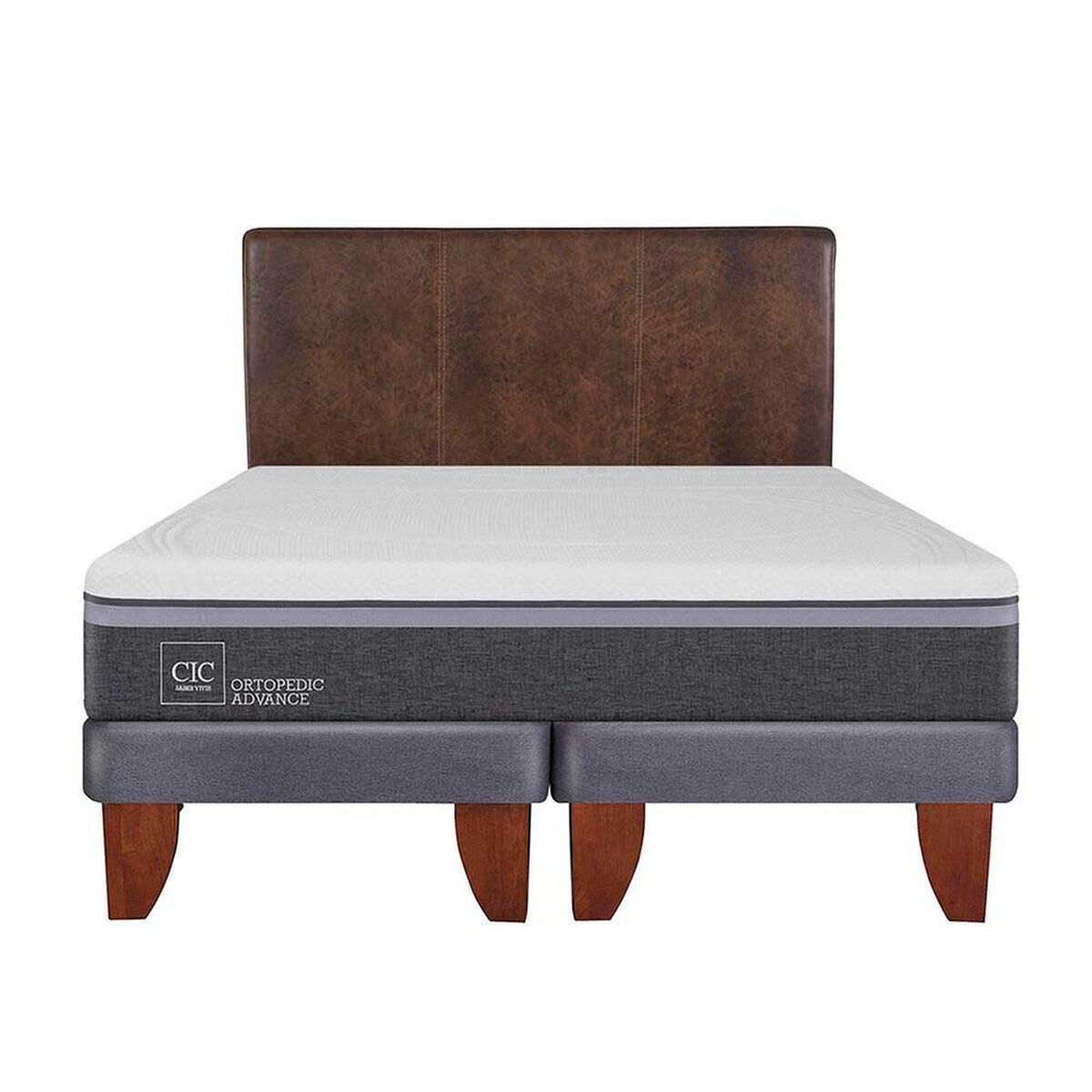 Cama Europea CIC Base Dividida 2 Plazas Ortopedic Advance + Respaldo Baker