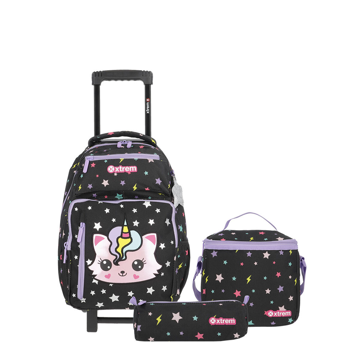 Pack Mochila Con Ruedas Niña New Run Negro M Xtrem