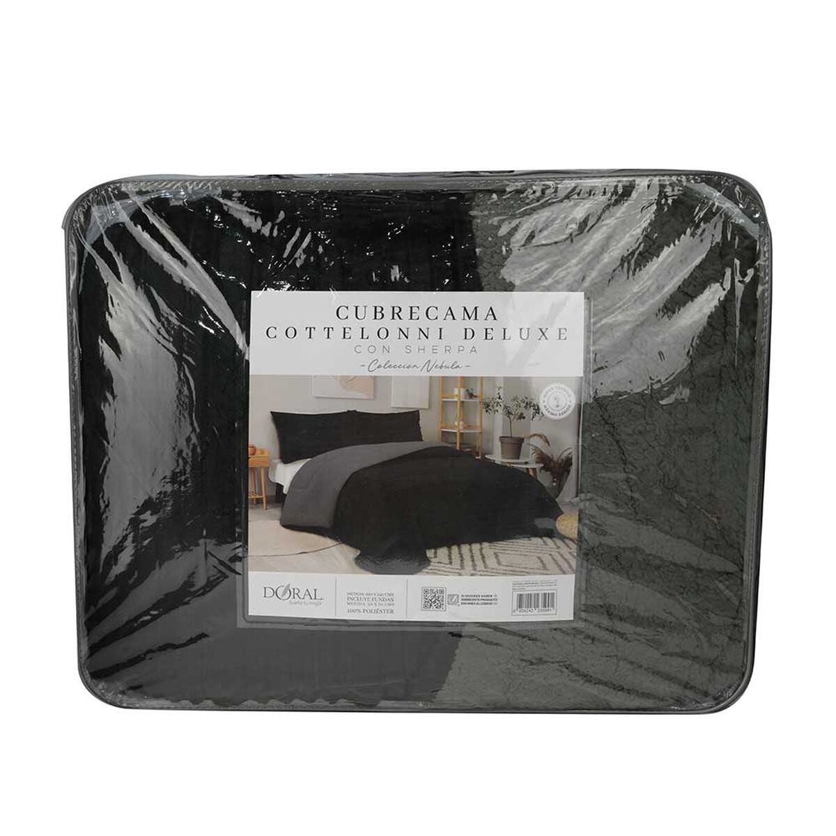 Cubrecama Doral Super King Touch Nebula Sherpa Negro