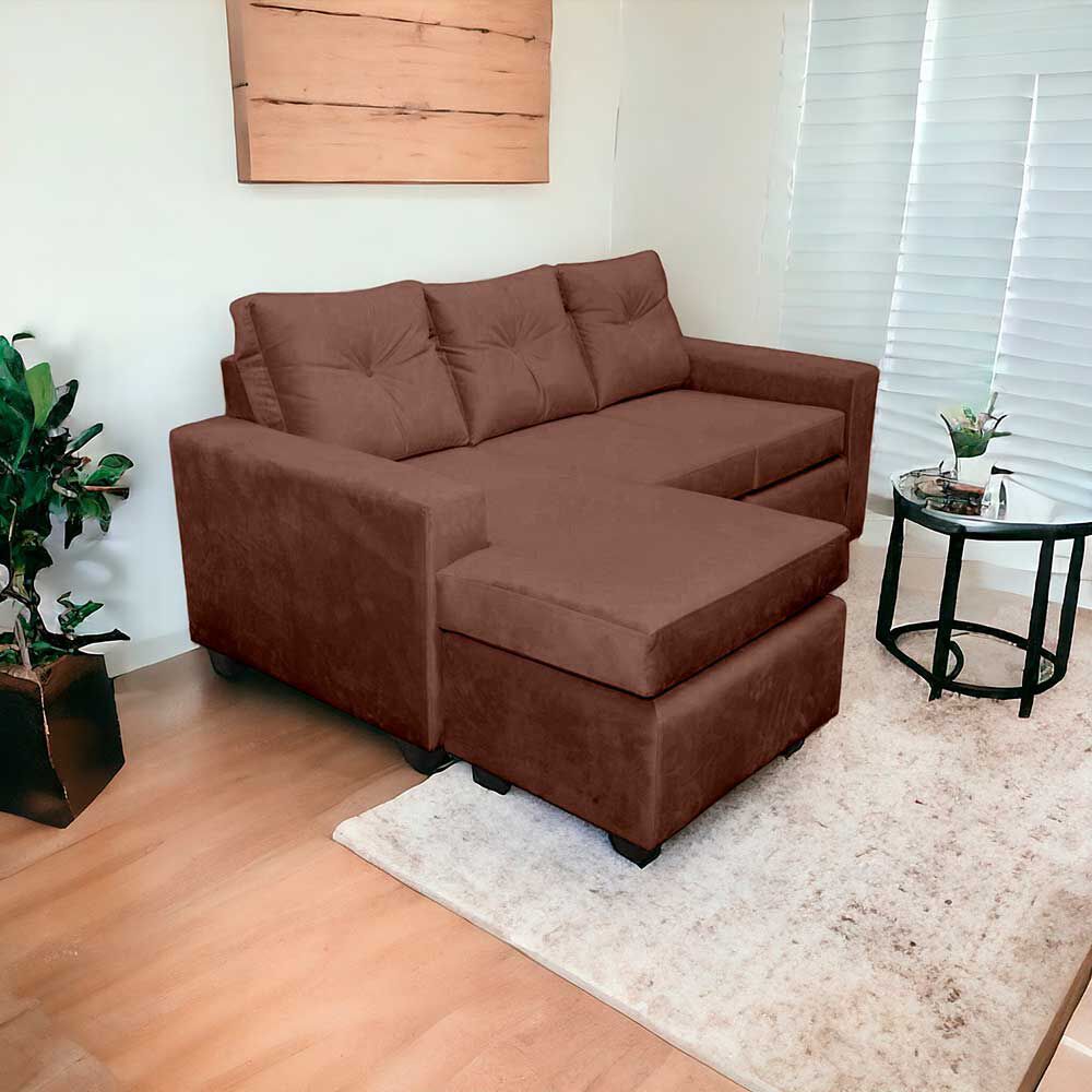 Sofá Seccional Muebles MPR Azalea 3 Café