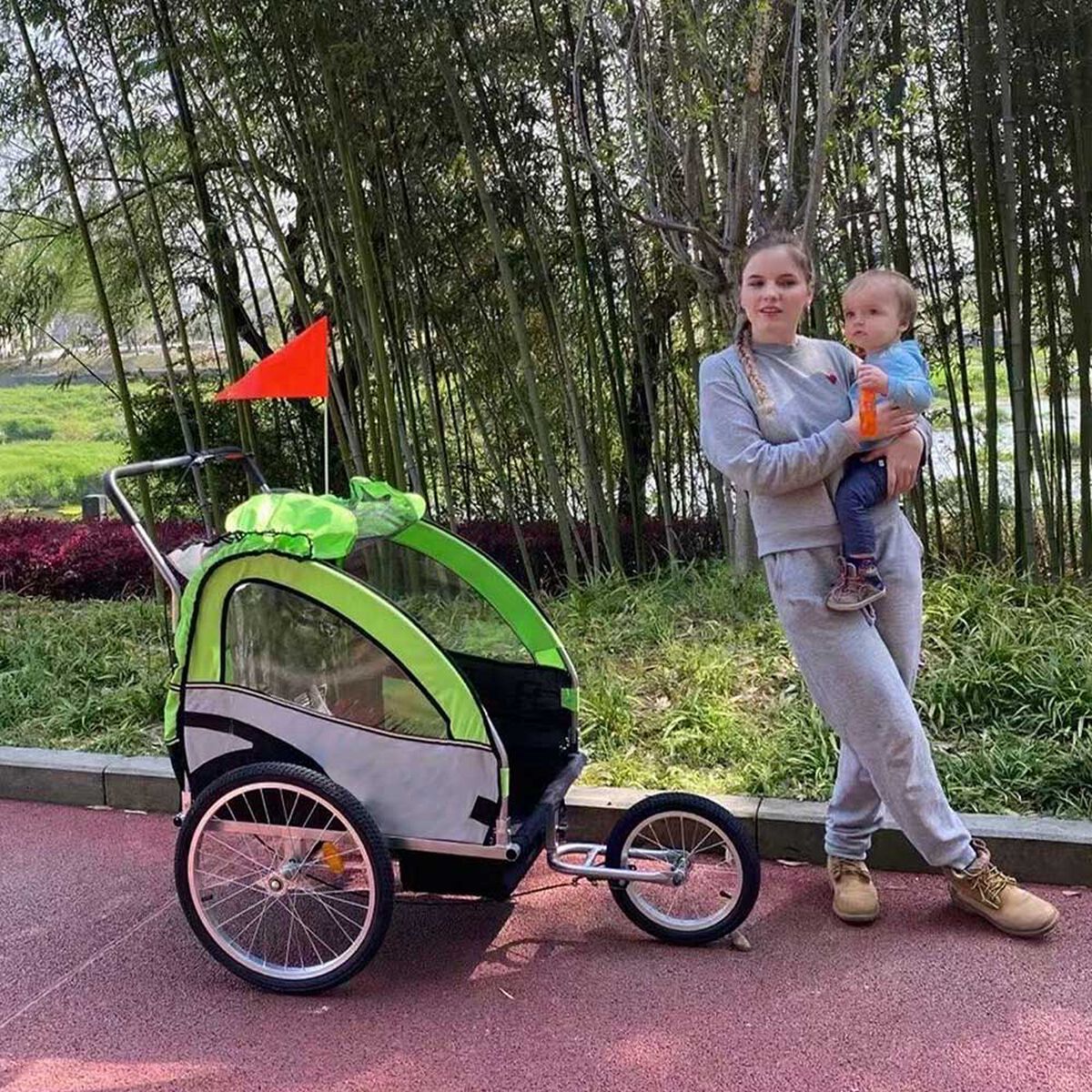 Carro de Arrastre para Bicicleta BeRide Trailer Verde Bebesit