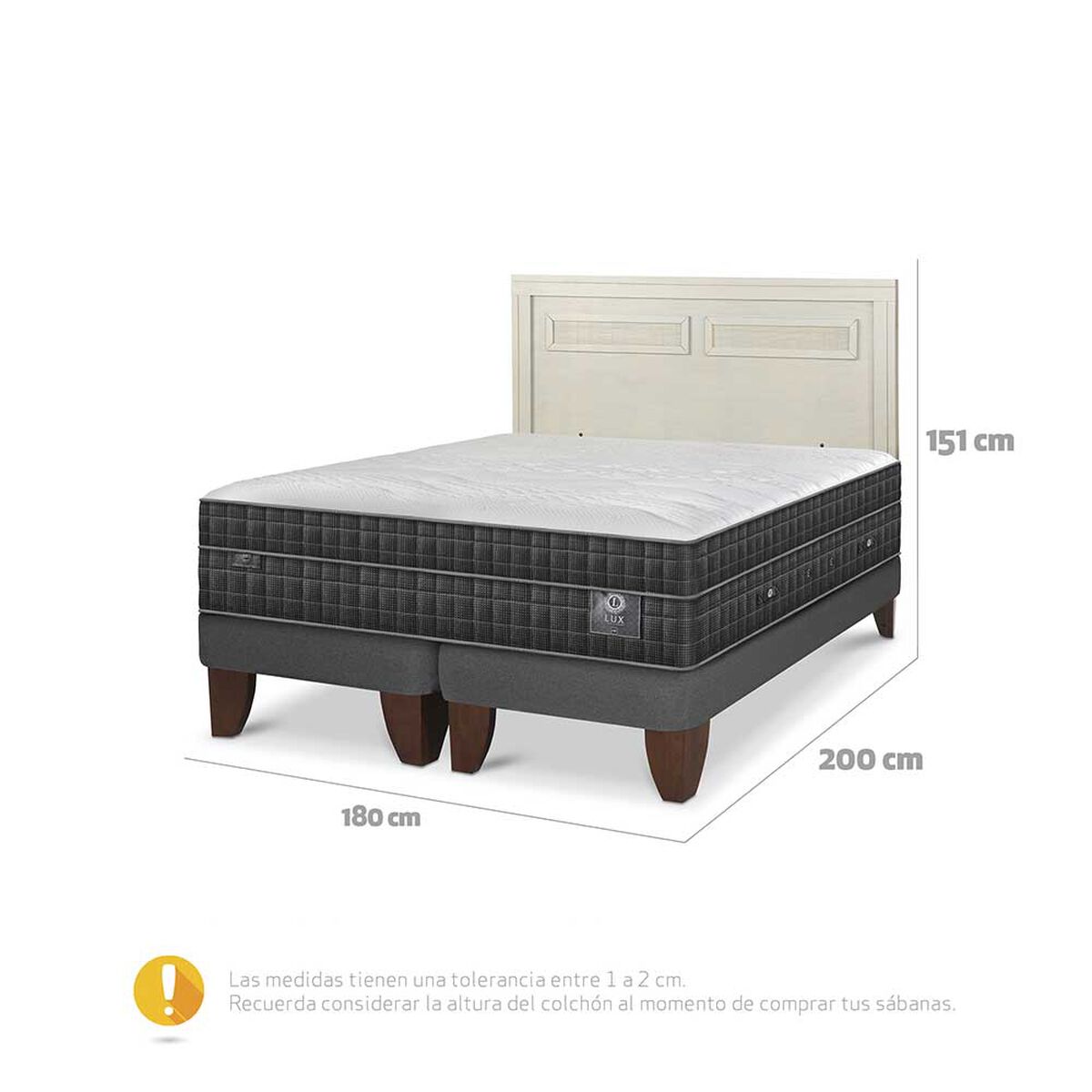 Cama Europea CIC Base Dividida King Lux + Respaldo Milan Alpino