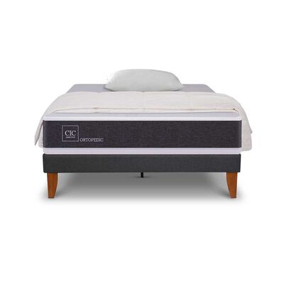 Cama Europea CIC 1,5 Plazas New Ortopedic + Plum&oacute;n + Almohada