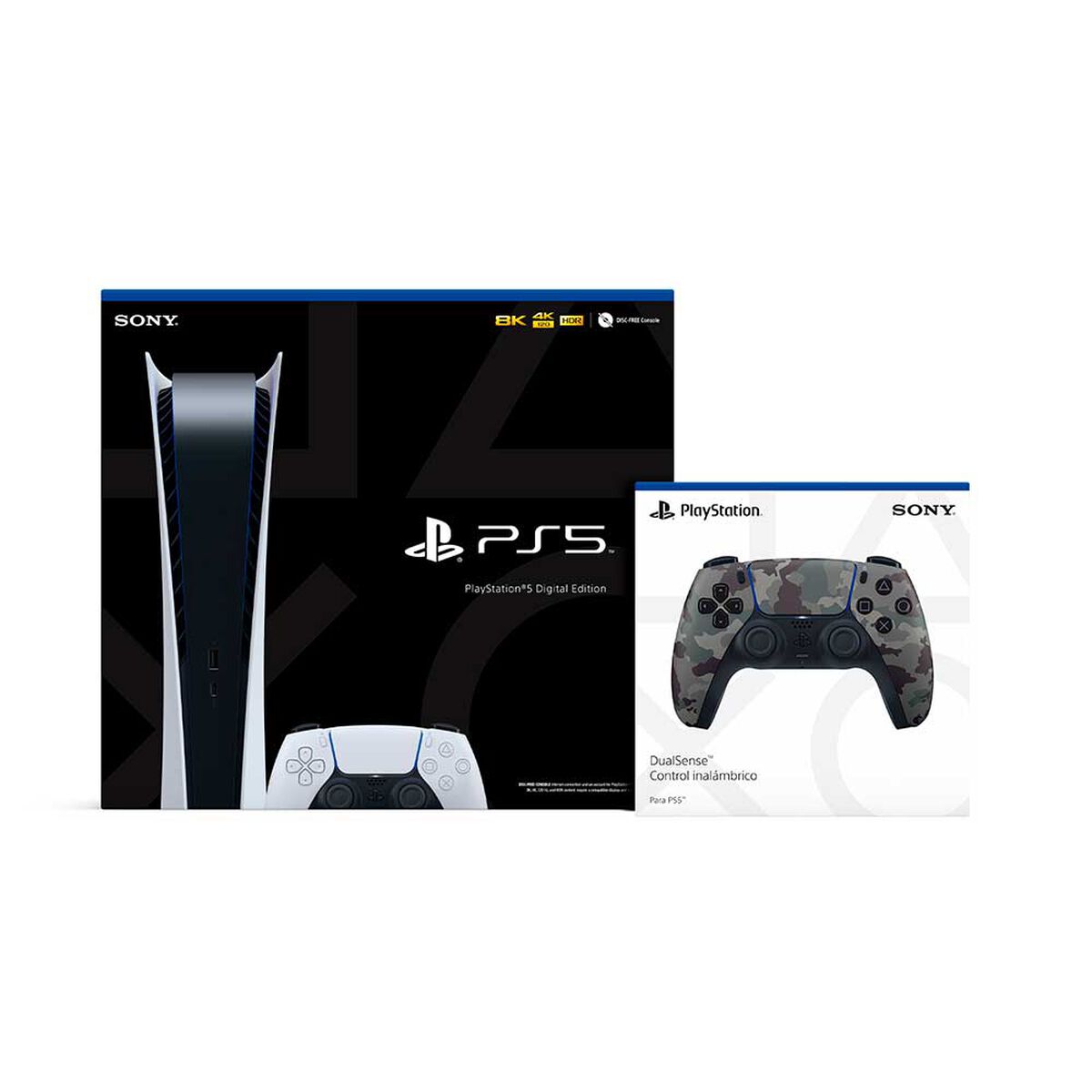 Combo Consola Sony PlayStation 5 Digital + Control Inal&aacute;mbrico DualSense Gray Camouflage