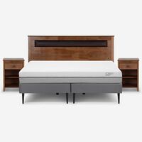 Cama Europea Rosen Base Dividida King Pratta + Respaldo + 2 Veladores Ferrera