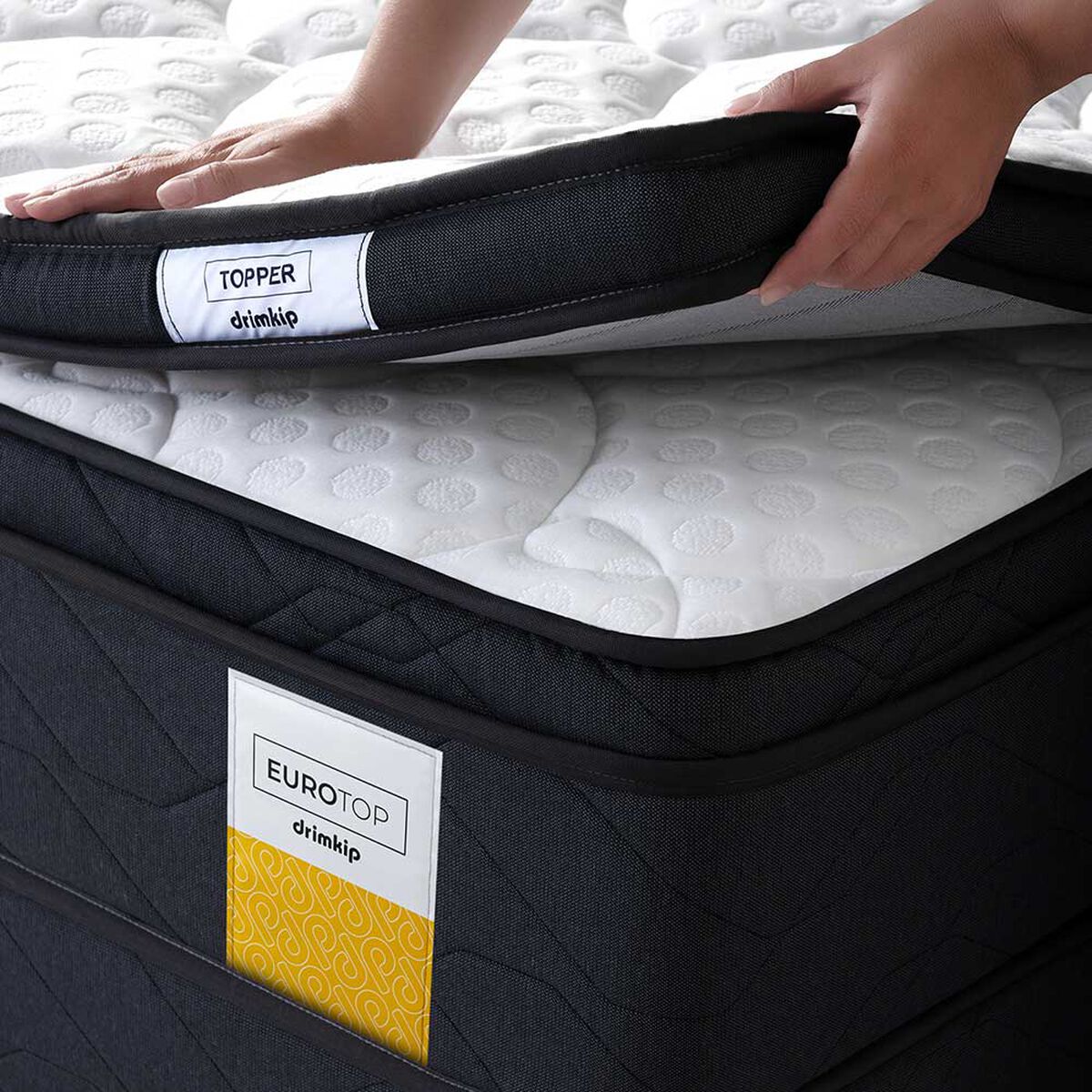 Cama Europea Drimkip Base Dividida Full Eurotop + Topper + Respaldo