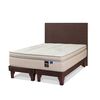 Cama Europea Flex Base Dividida King Máximo Cobre  + Respaldo Tapizado Chocolate