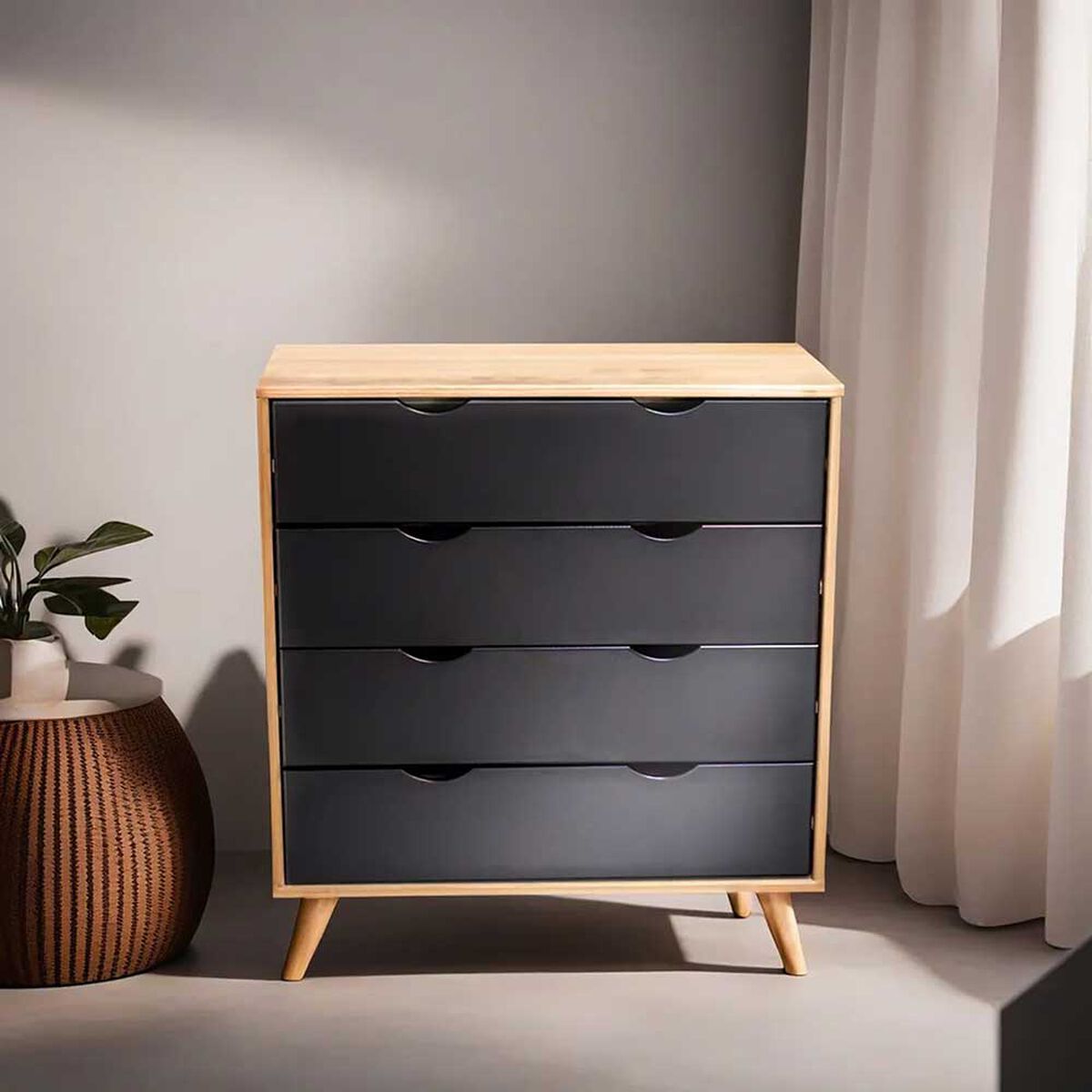 Cómoda Vekkahome Elis 4 Cajones Café