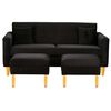 Juego de Living Bodevir New Retro Felpa 04 Sofá 3 Cuerpos + Dos Pouf 1 Cuerpo Negro 