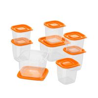 Set 8 Contenedores Plásticos Mademsa Transparente Naranjo