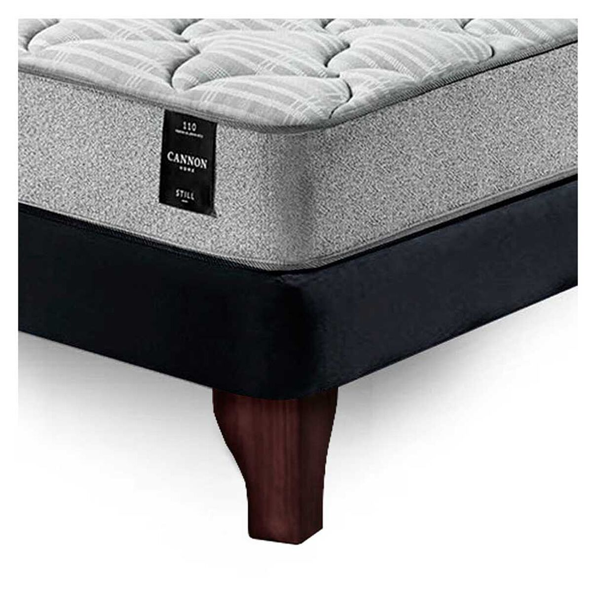 Cama Europea Latam Home Base Dividida 2 Plazas Cannon + 2 Almohadas + Sábanas + Respaldo Tela Negro