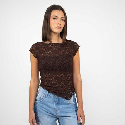 Polera Asimétrica Encaje Mujer Icono
