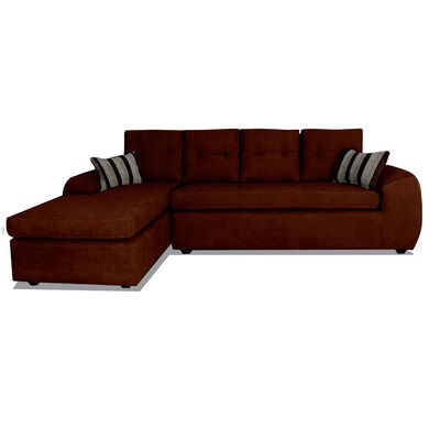 Seccional Izquierdo Elegant Houston Cheise Tela 5 Cuerpos Café