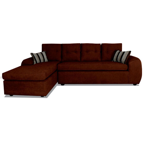 Seccional Izquierdo Elegant Houston Cheise Tela 5 Cuerpos Café