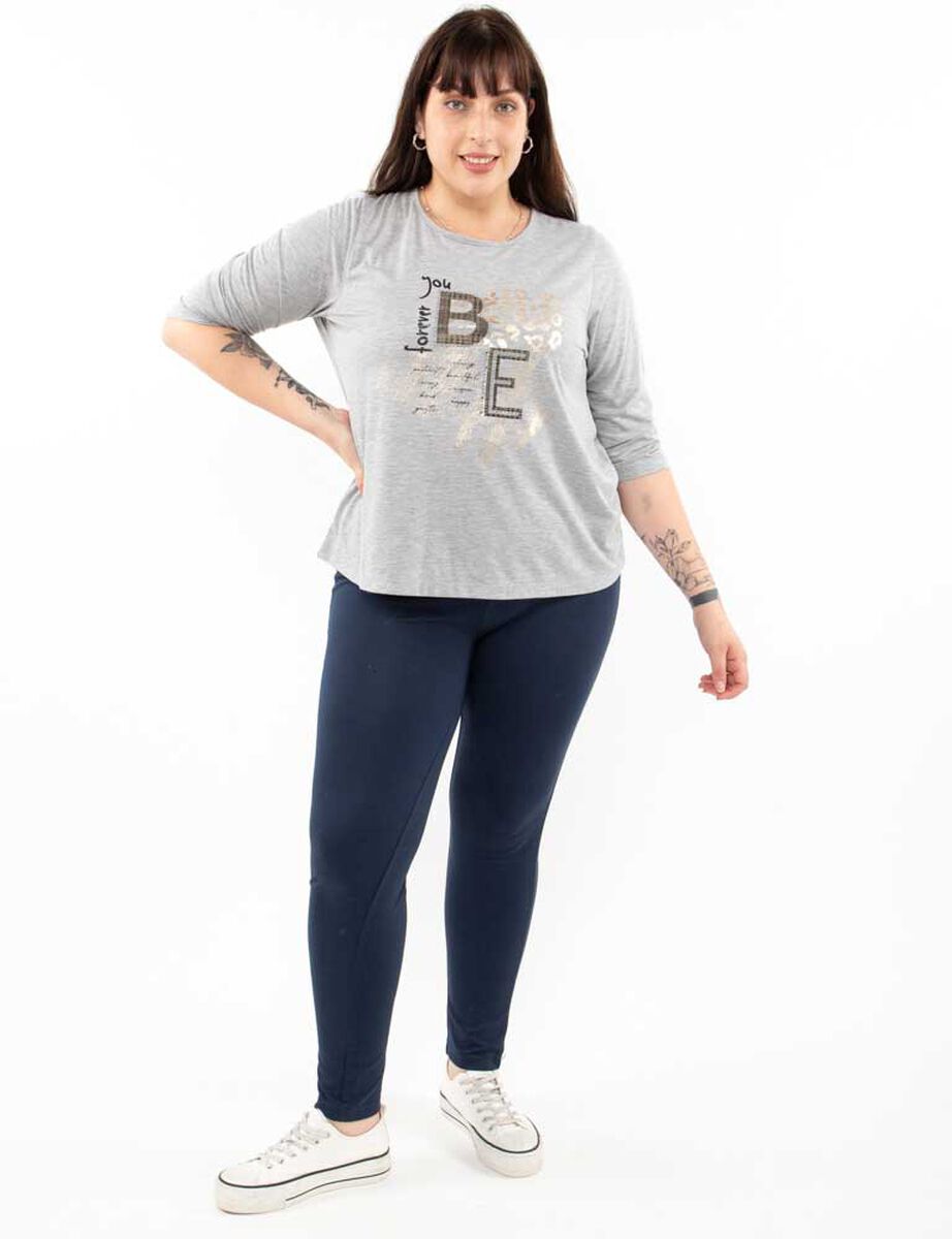 Polera Con Estampado Manga 3/4 Mujer Extralindas