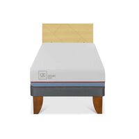 Cama Europea CIC 1,5 Plazas Excellence Plus + Respaldo Villarrica Mostaza