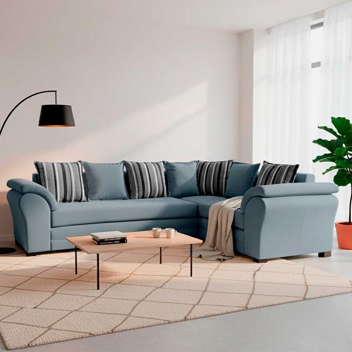 Sof&aacute; Seccional Derecho Living Factory Capri 5 Cuerpos Gris