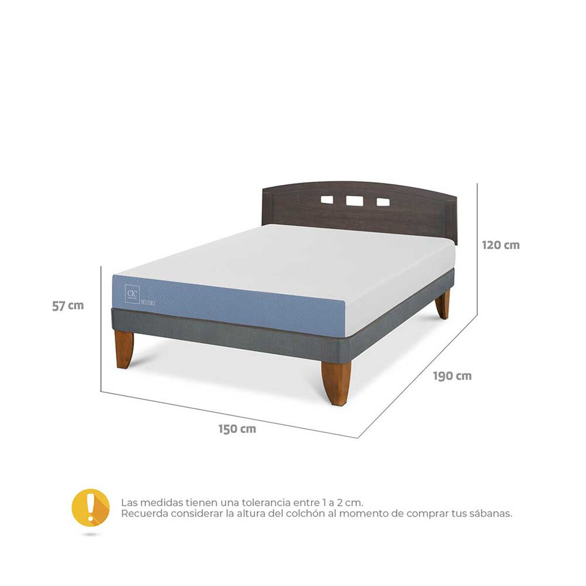 Cama Europea CIC 2 Plazas Excellence + Respaldo Gales