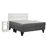 Cama Europea Celta Base Dividida 2 Plazas Alba White + Respaldo + 2 Veladores