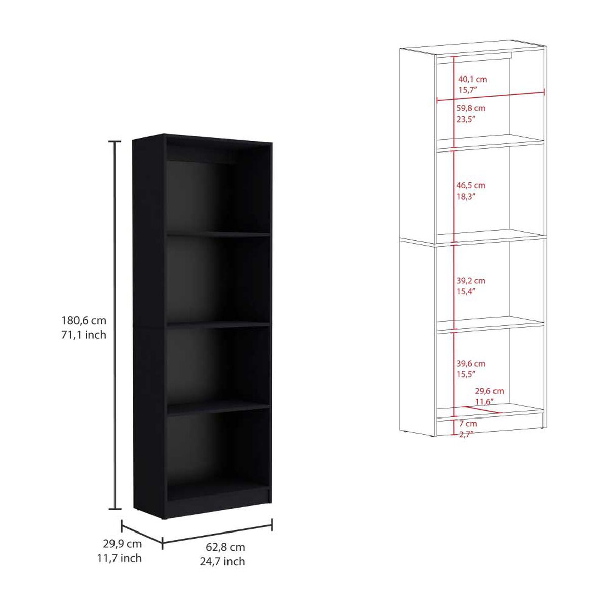 2 Estantes 4 Repisas + Estante 45 cm TuHome Home Wengue