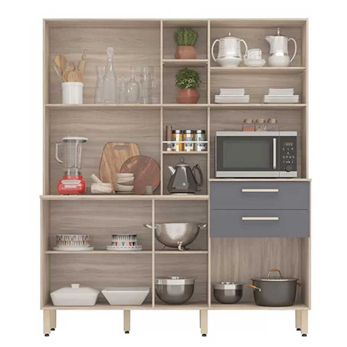 Mueble de Cocina Onessta Encanto 2 Cajones 7 Puertas Avena Grafito