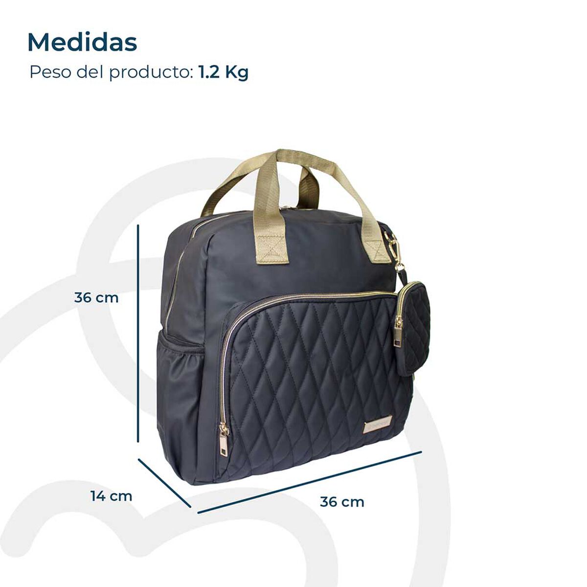 Mochila Maternal&nbsp;Pa&ntilde;alera Black Gold Bebesit