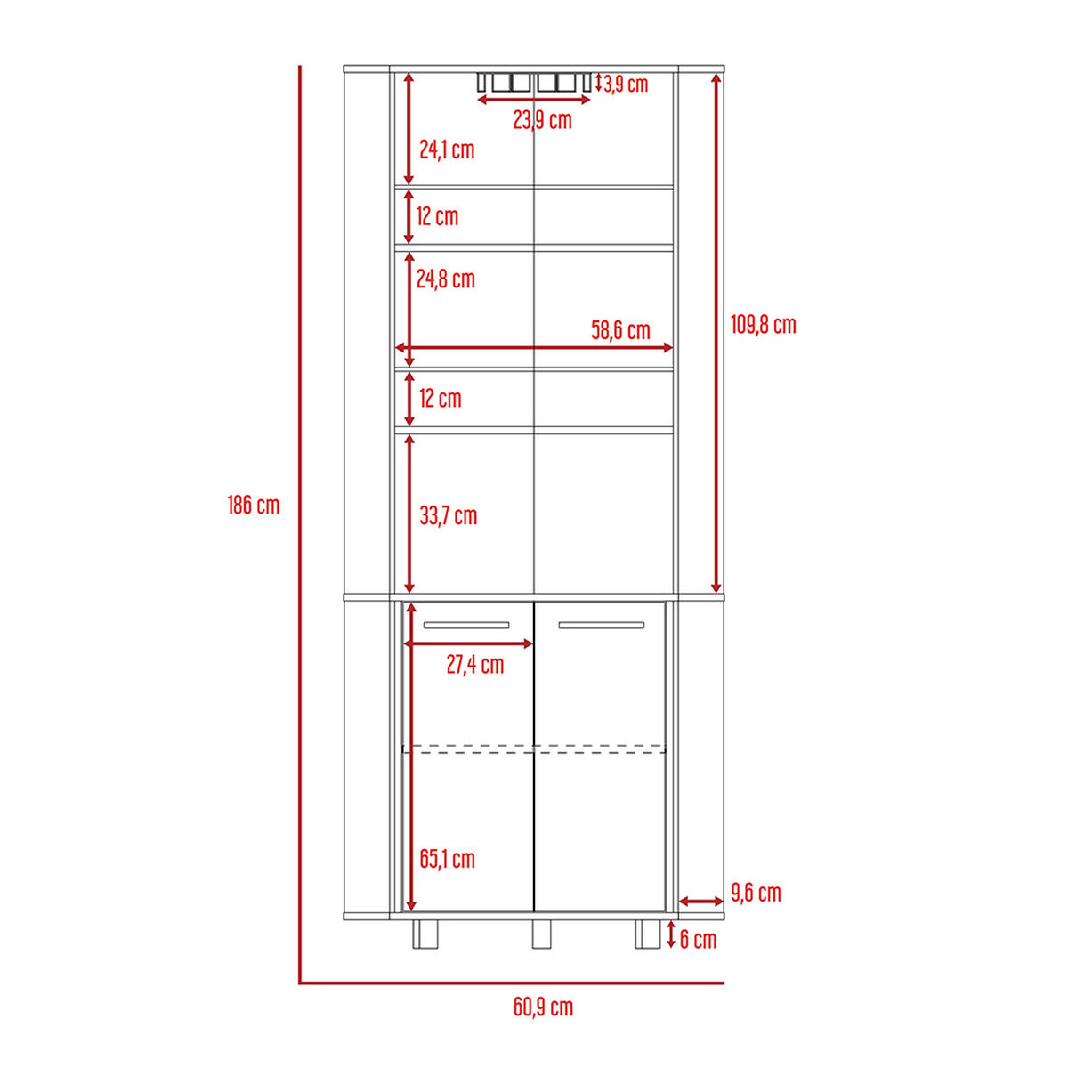 Panel de TV Hasta 60" + Bar Alto + Repisa 2B TuHome The Wall