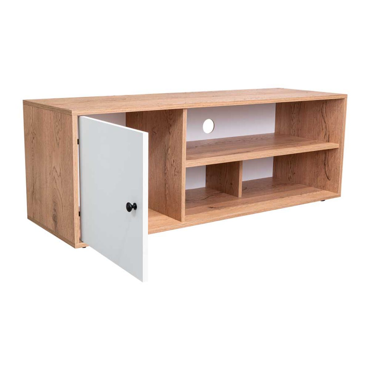 Rack TV TuHome Noah 55" Macadamia y Blanco