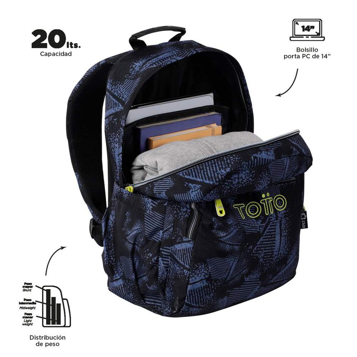 Mochila Azul Oscuro Totto