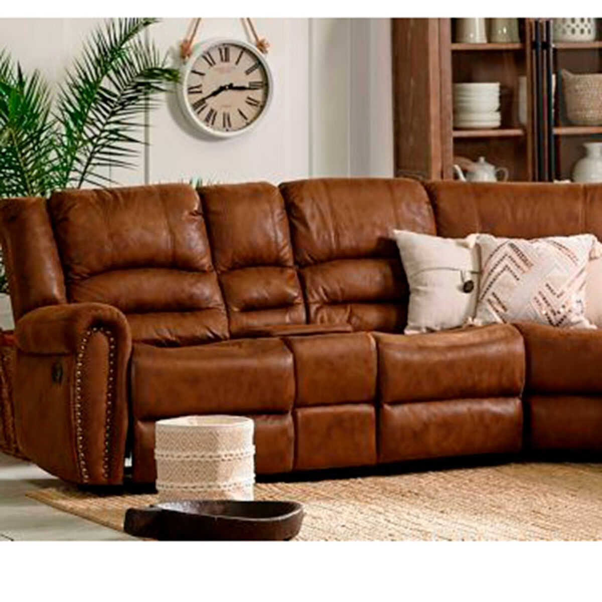 Sofá Seccional Reclinable Daniels California  Porta Vaso