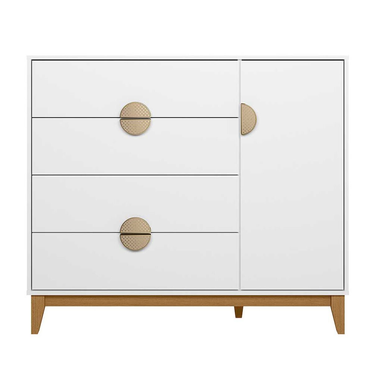 Cómoda Vekkahome Ipe 4 Cajones 1 Puerta Blanco