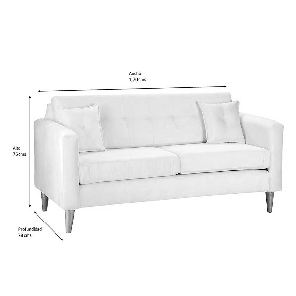 Juego de Living Bodevir New Retro Felpa 04 Sofá 3 Cuerpos + Dos Pouf 1 Cuerpo Negro 