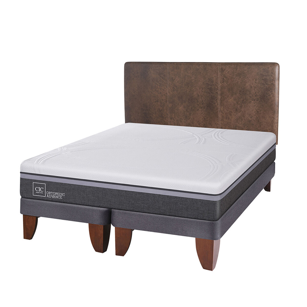 Cama Europea CIC Base Dividida 2 Plazas Ortopedic Advance + Respaldo Baker